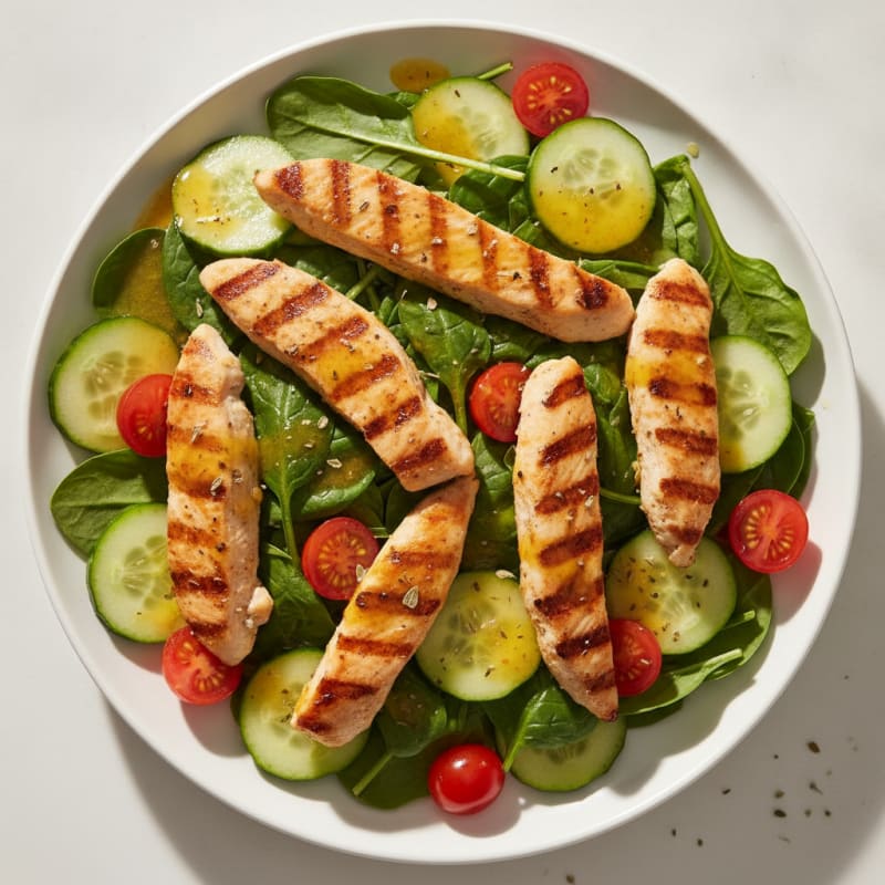 Grilled Chicken and Spinach Salad with Lemon Vinaigrette