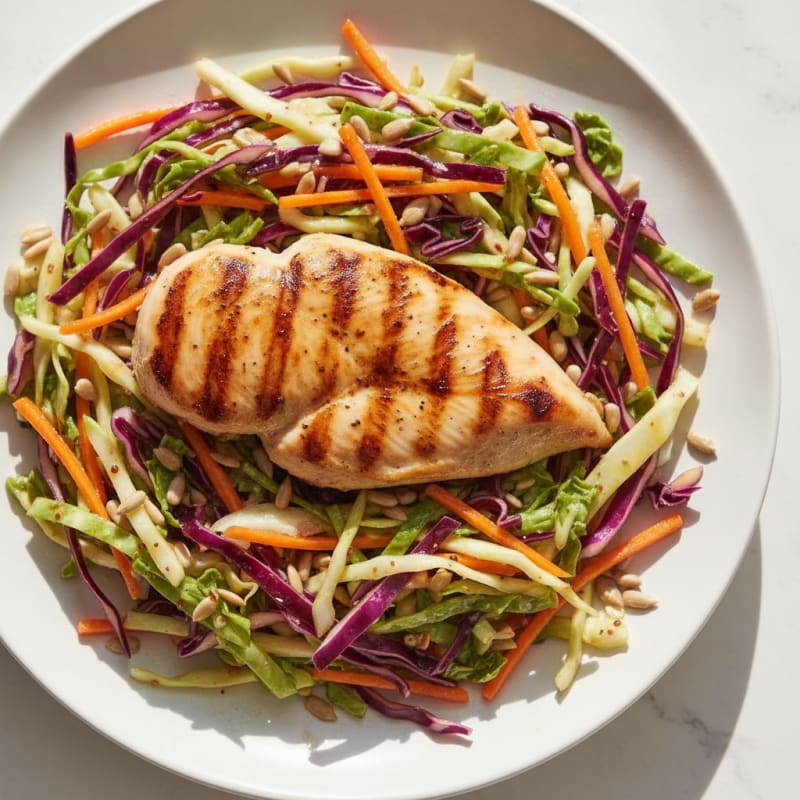 Grilled Chicken Breast with Crunchy Cabbage Slaw