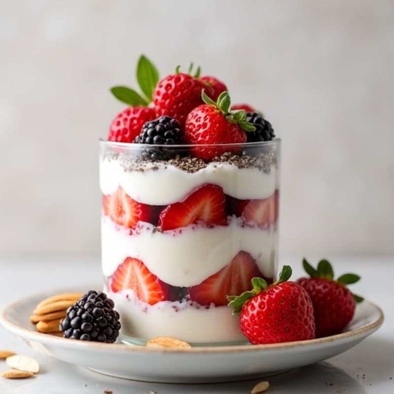 Silky Greek Yogurt Protein Parfait with Mixed Berries
