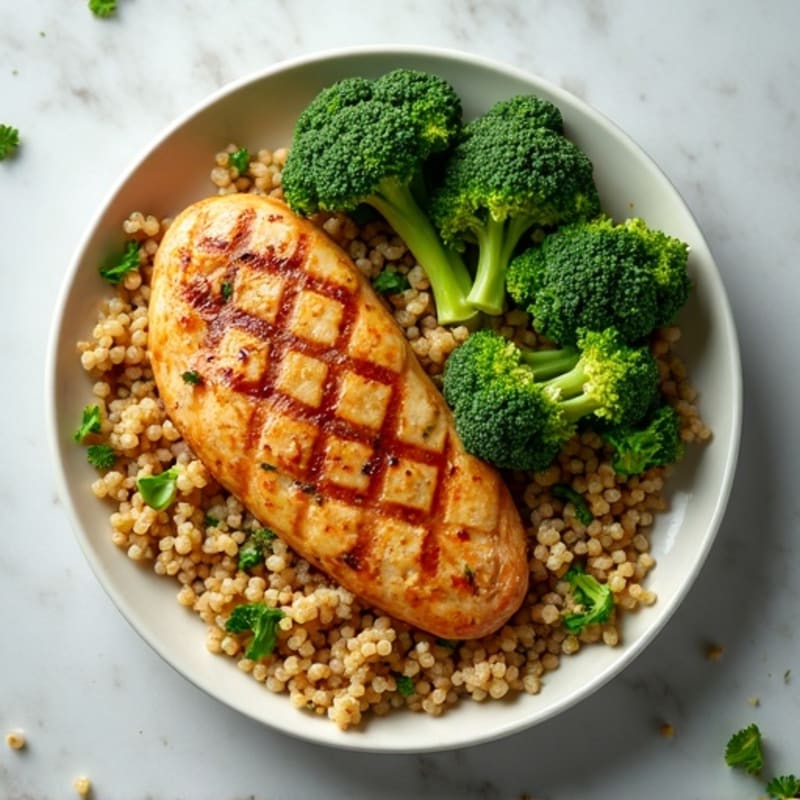 Grilled Chicken Breast with Roasted Broccoli and Quinoa