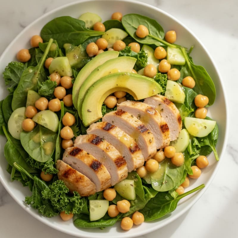 Grilled Turkey Breast Salad with Chickpeas and Cucumber