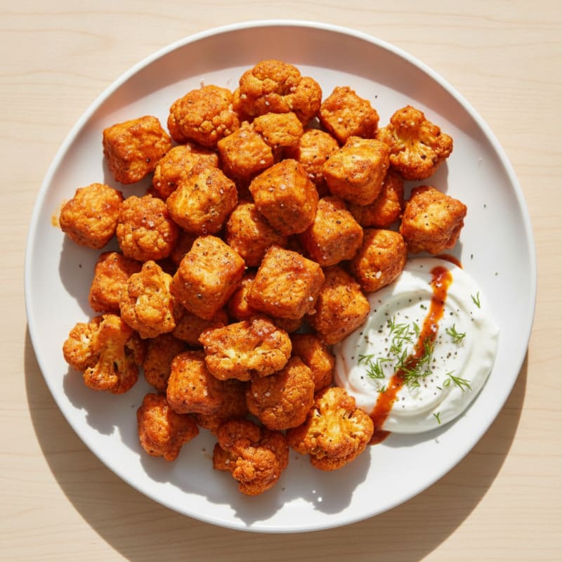 Buffalo Cauliflower and Chicken Bites with Ranch Dip