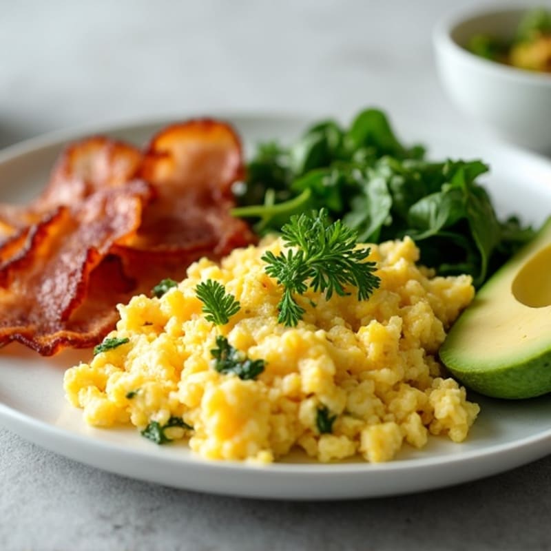 Egg White Spinach Scramble with Turkey Bacon