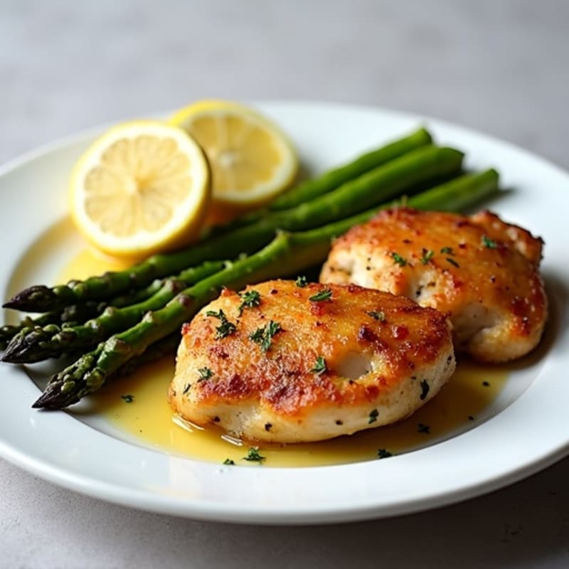 Crispy Lemon Herb Chicken Thighs with Roasted Asparagus
