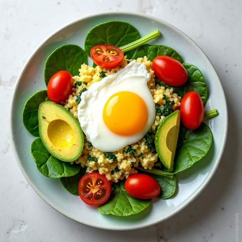 Egg White and Spinach Scramble with Cherry Tomatoes