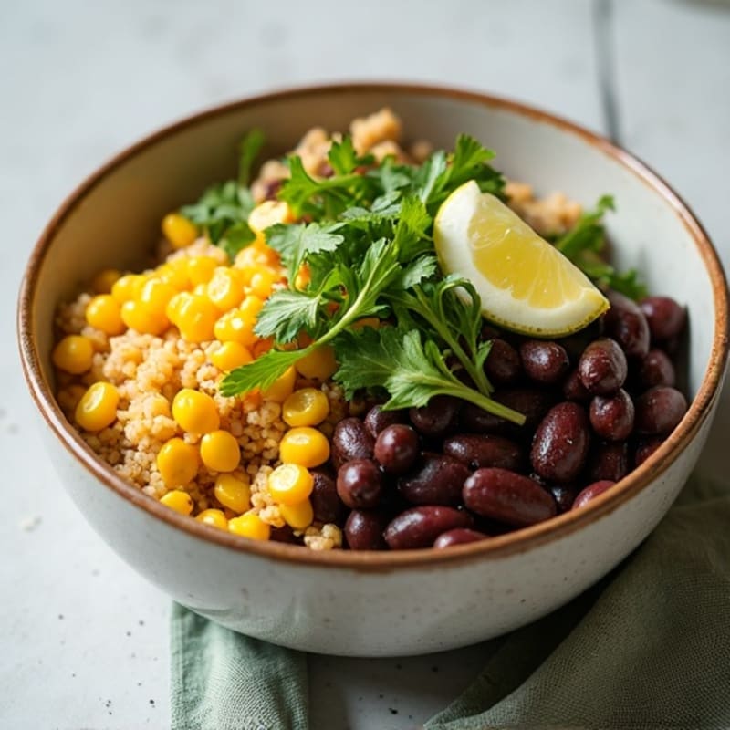 Cilantro Lime Black Bean Bowl with Roasted Corn