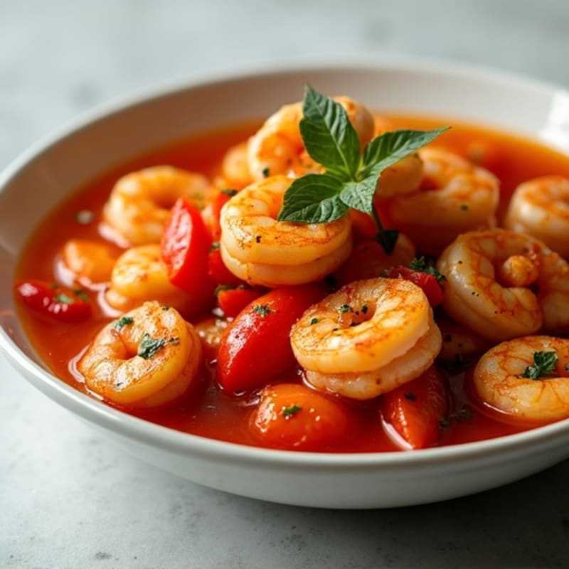 Spicy Hearty Chicken and Shrimp Stew with Bell Peppers and Tomatoes