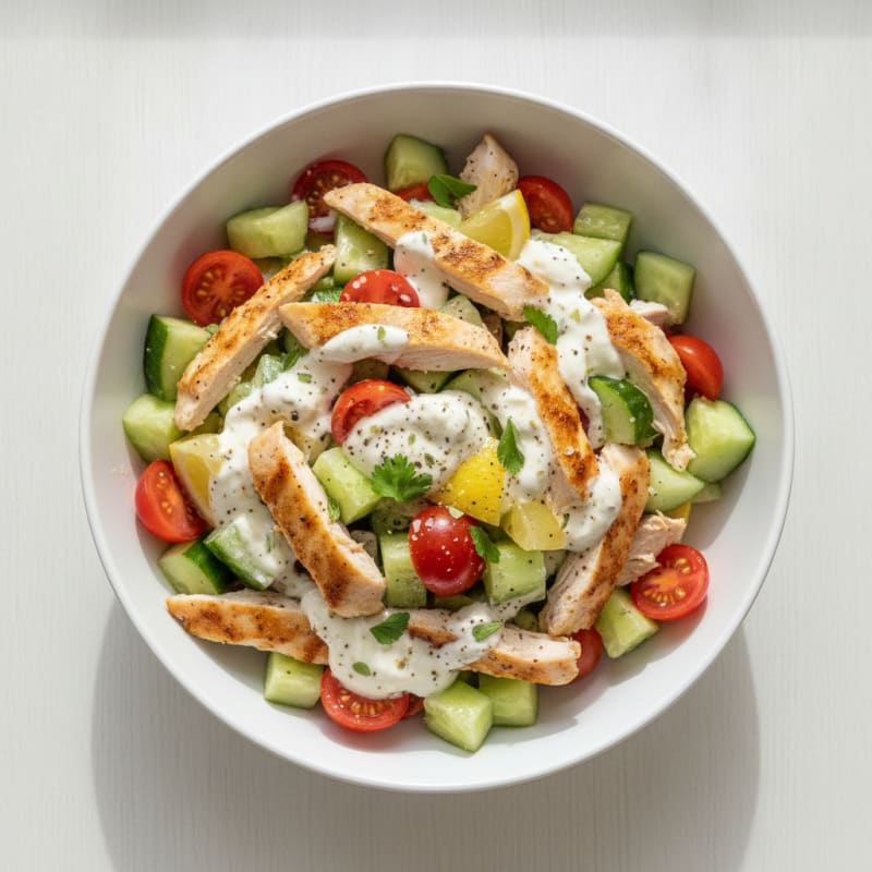 Tangy Greek Chicken and Cucumber Salad