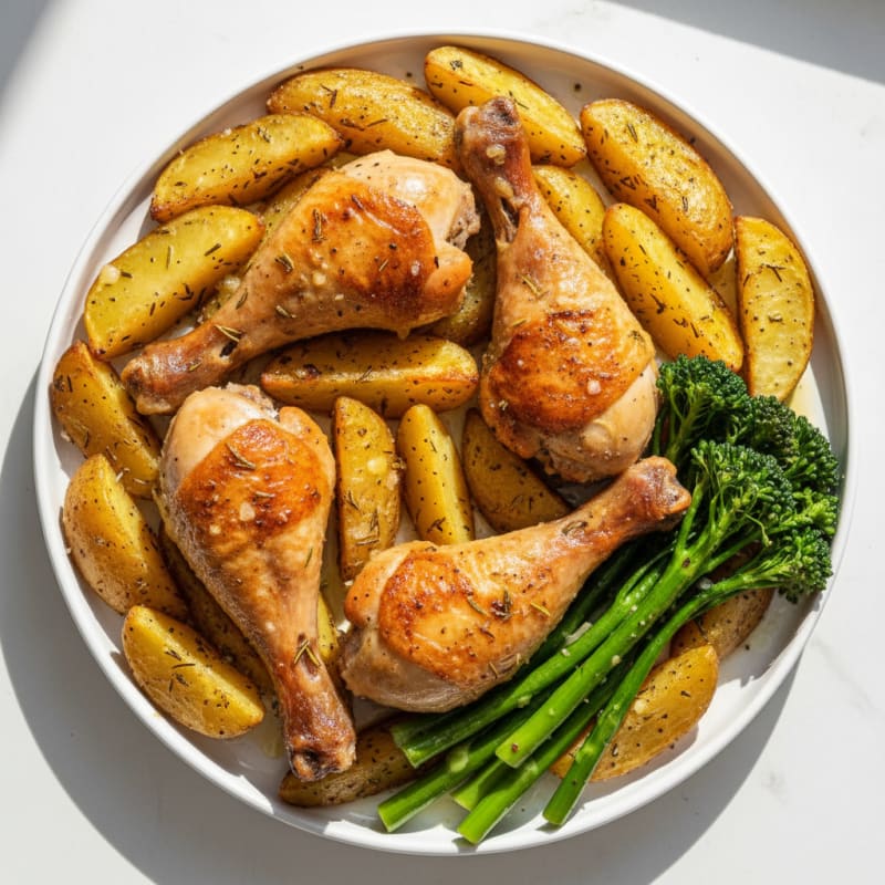 Roasted Chicken Legs with Lemon-Herb Potatoes