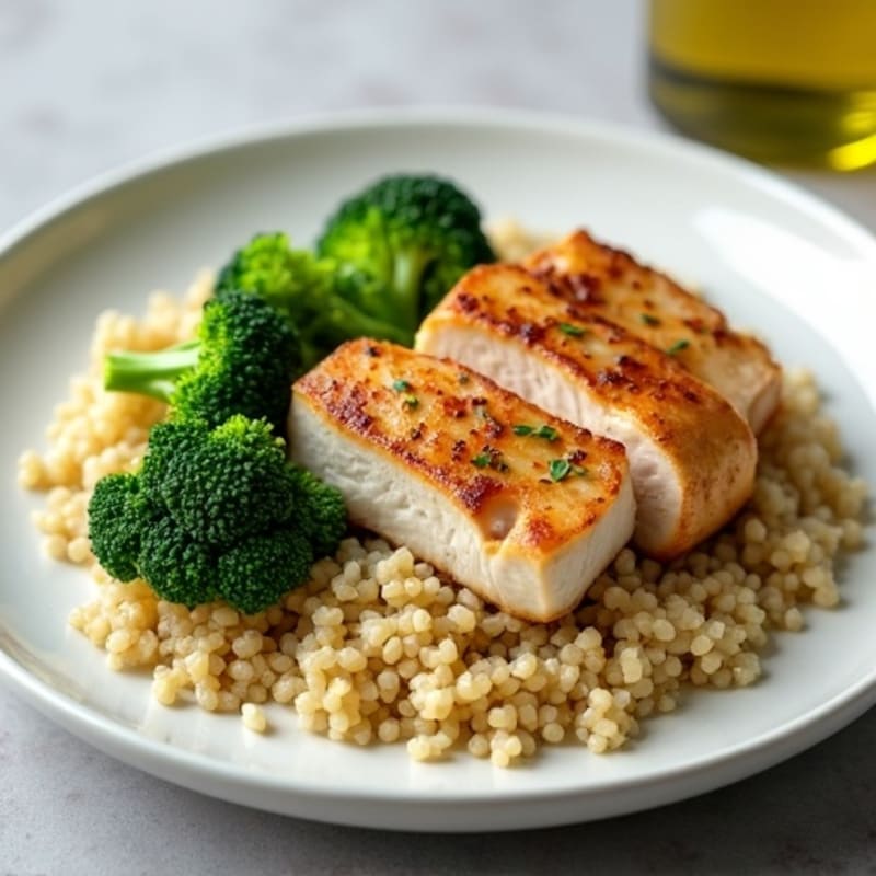Seared Turkey Breast with Steamed Broccoli and Quinoa