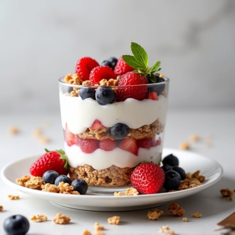 Greek Yogurt Parfait with Mixed Berries and Almond Butter