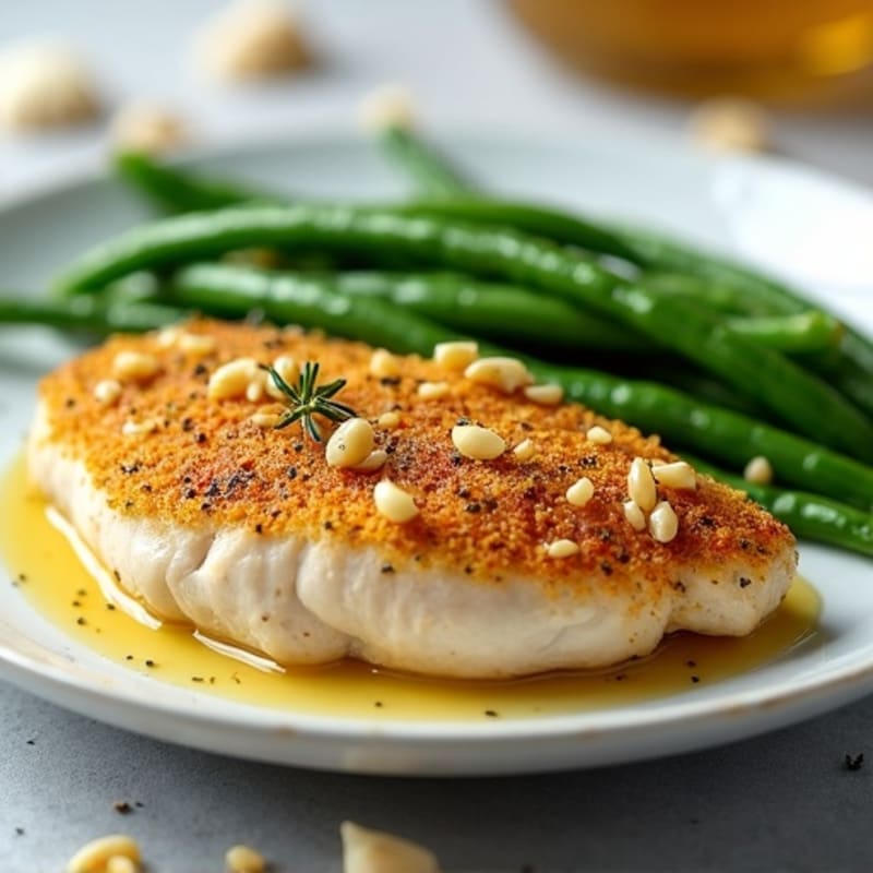 Garlic Herb Crusted Chicken with Roasted Green Beans