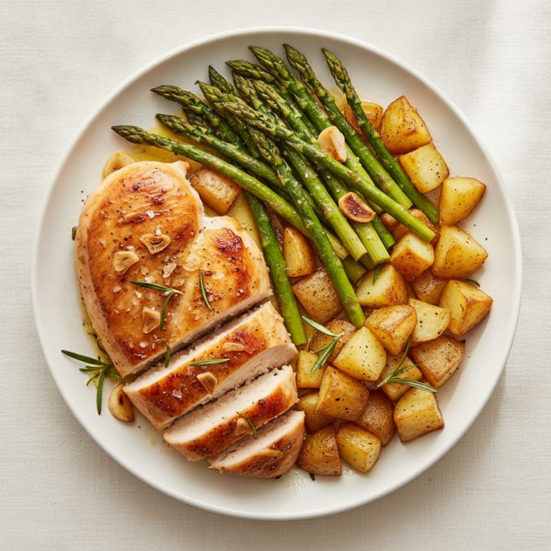 Garlic Herb Roasted Chicken with Asparagus