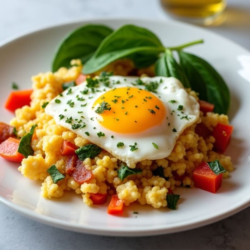 Egg White Veggie Scramble with Turkey Bacon