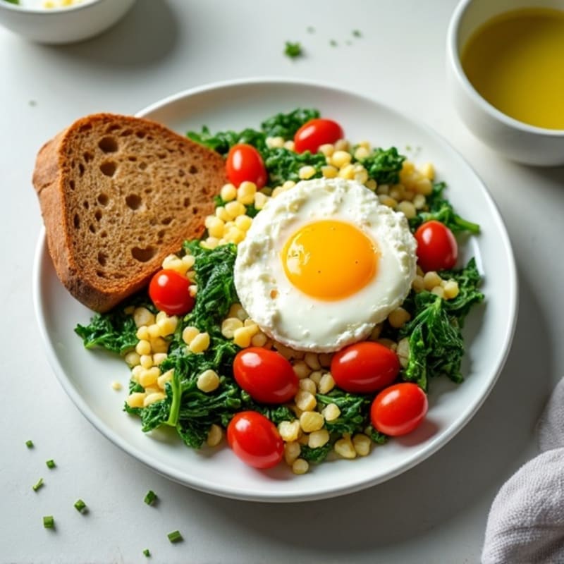 Egg White and Spinach Scramble with Cottage Cheese and Cherry Tomatoes