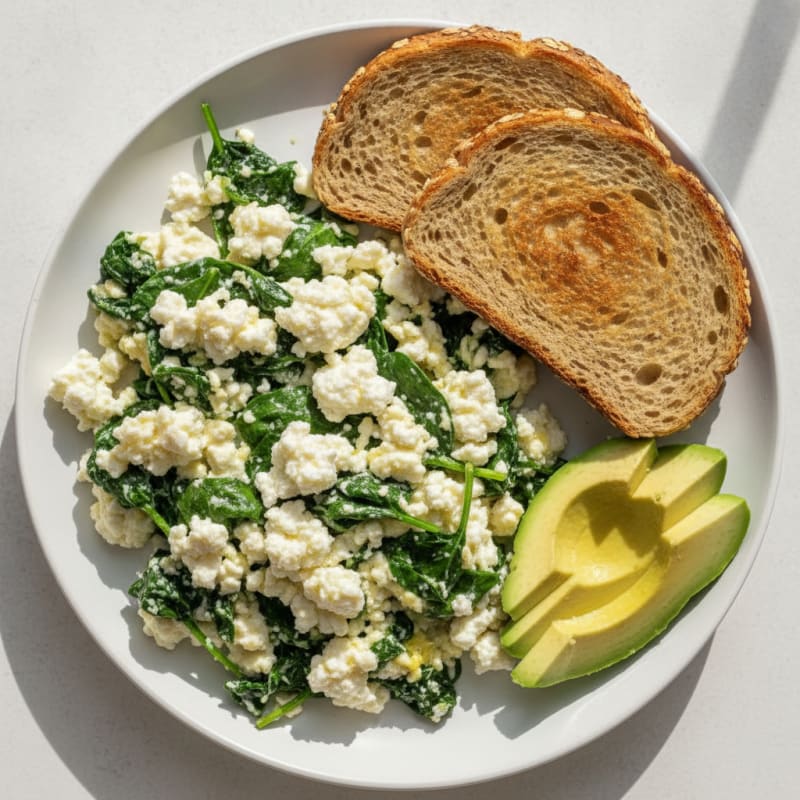Egg White Scramble with Spinach and Cottage Cheese