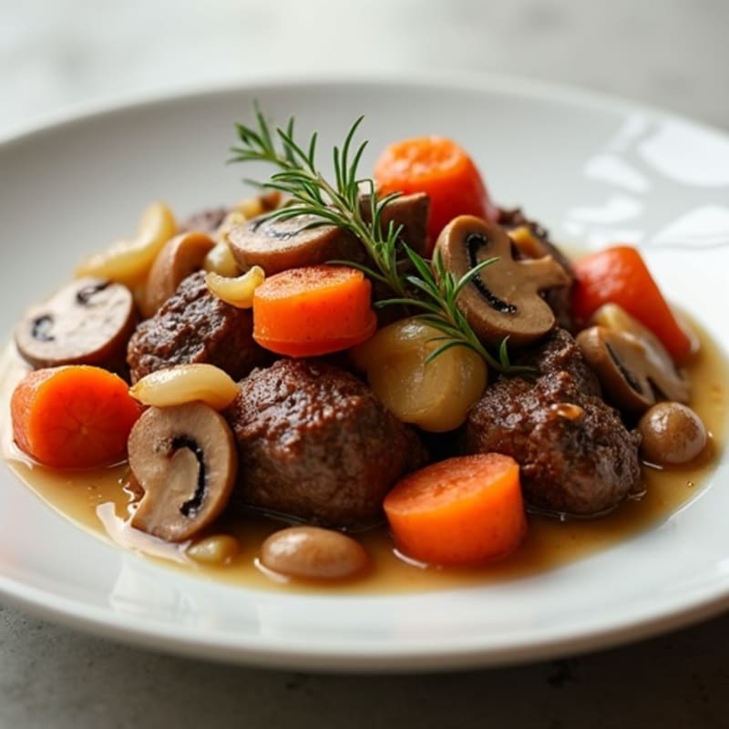Slow-Cooked Beef with Carrots and Mushrooms