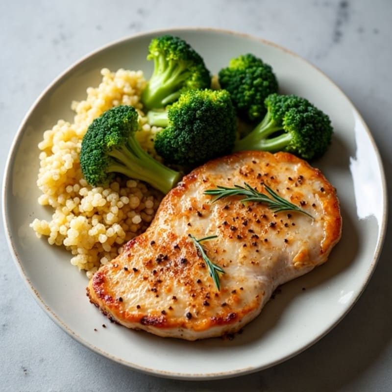 Seared Turkey Breast with Roasted Broccoli and Quinoa