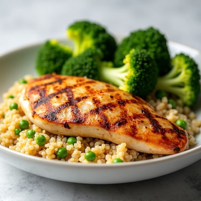 Grilled Chicken Breast with Quinoa and Steamed Broccoli