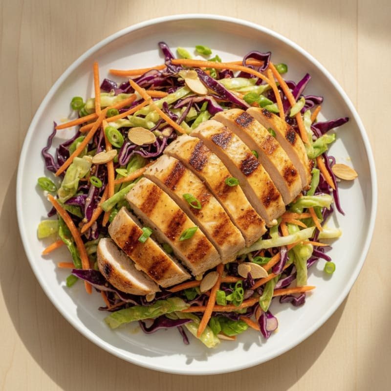 Grilled Chicken Breast with Crunchy Veggie Slaw