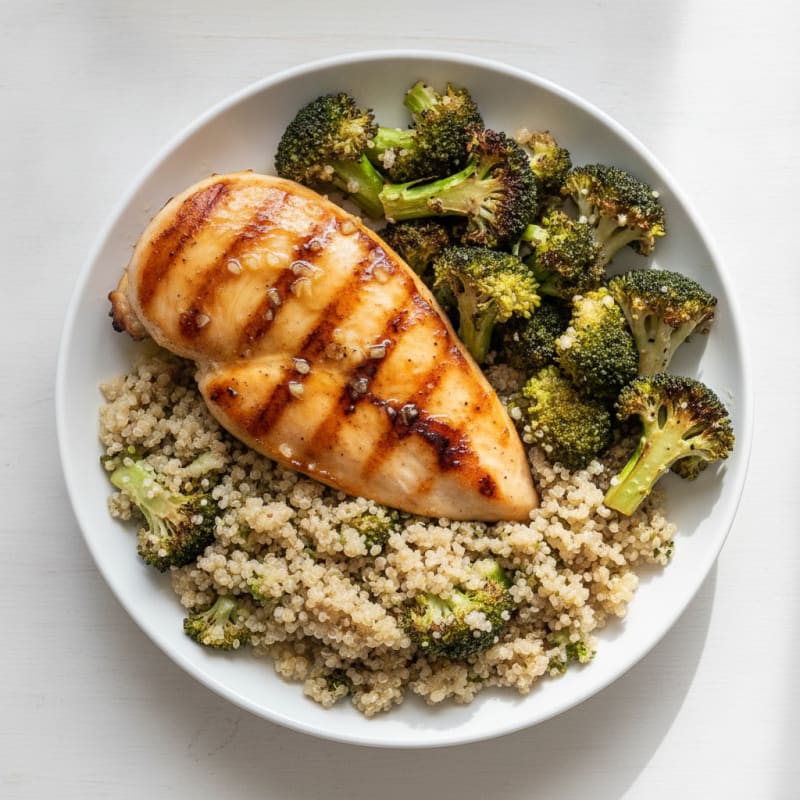 Grilled Chicken Breast with Roasted Broccoli and Quinoa