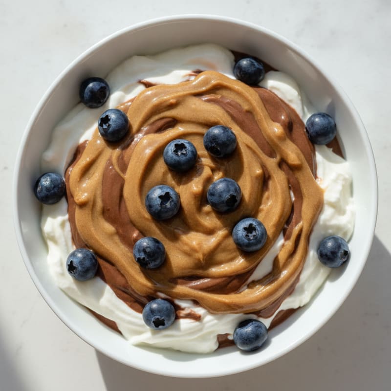 Creamy Greek Yogurt with Chocolate Protein and Almond Butter Swirl