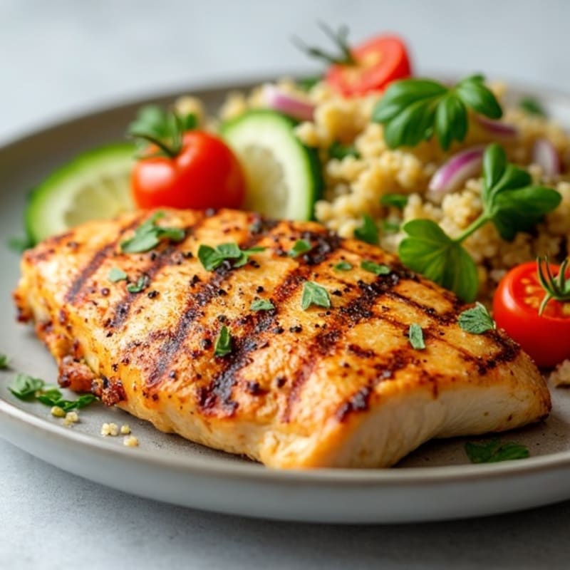 Grilled Chicken Breast with Crunchy Quinoa Salad