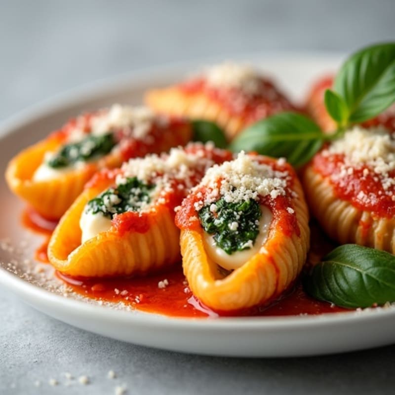 Baked Creamy Spinach and Ricotta Stuffed Shells