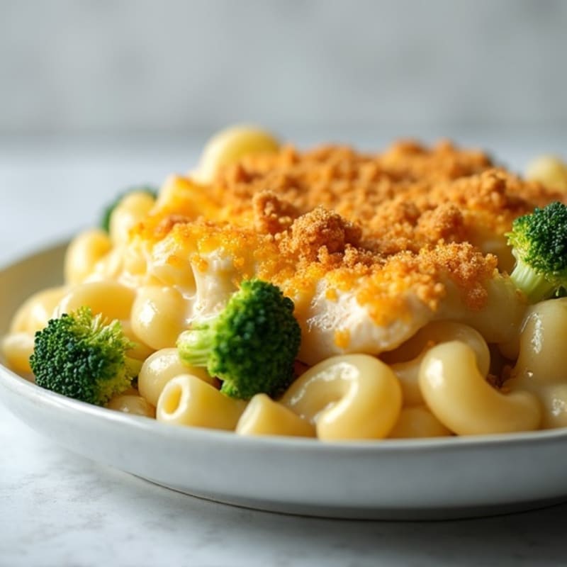 Creamy Chicken and Broccoli Mac Bake with Crispy Topping
