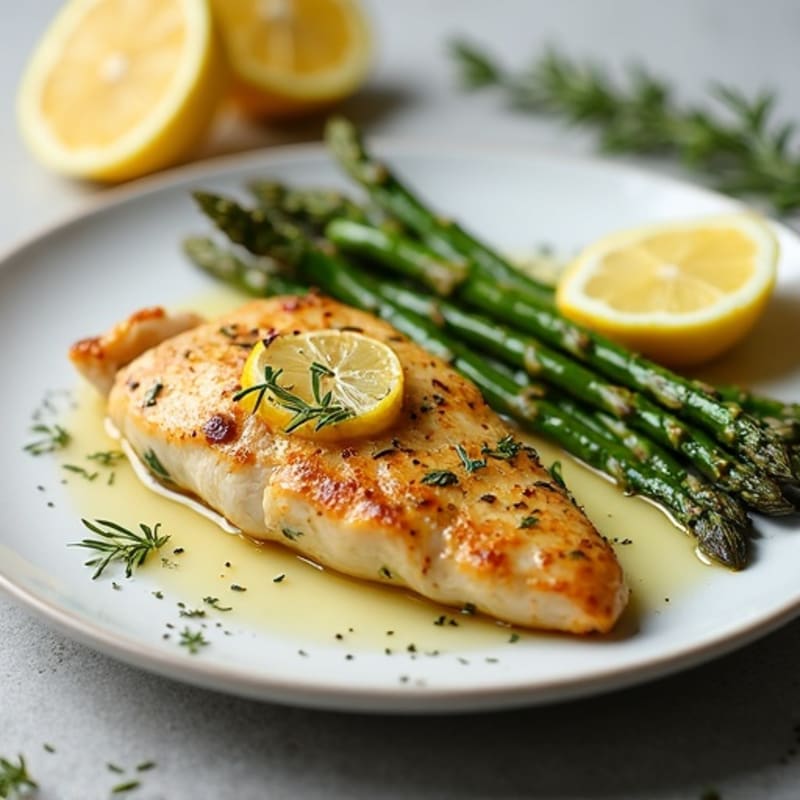 Lemon Herb Pan-Seared Chicken with Roasted Asparagus