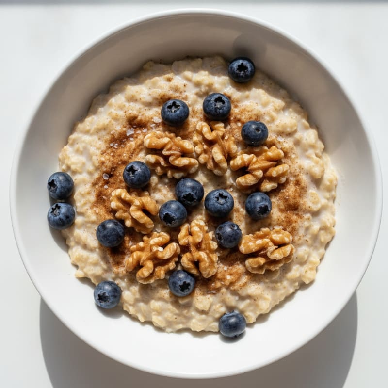 Almond Milk Oatmeal with Berries and Walnuts