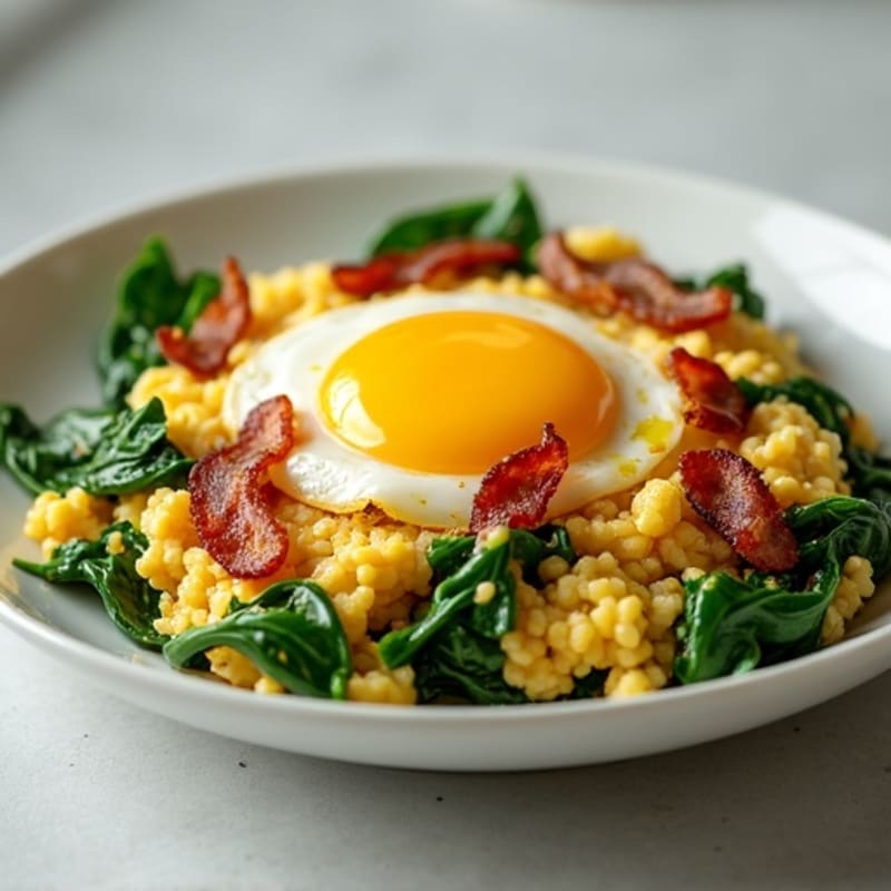 Cottage Cheese and Egg Scramble with Spinach and Turkey Bacon