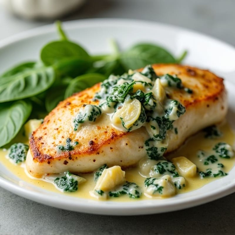 Baked Chicken with Creamy Spinach Artichoke