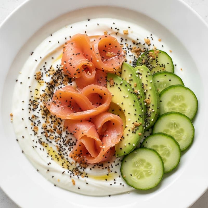 Silky Greek Yogurt Bowl with Chia Seeds and Smoked Salmon