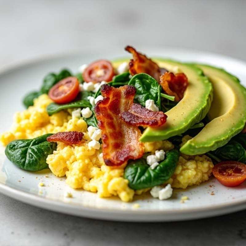 Egg White Scramble with Spinach and Turkey Bacon