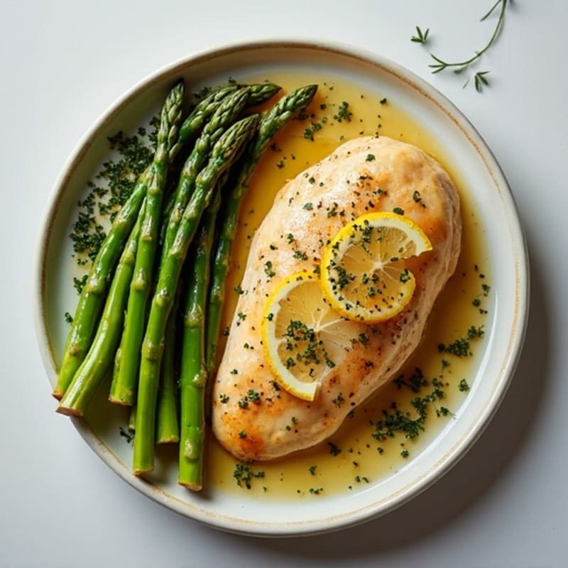 Lemon-Herb Roasted Chicken Breast with Roasted Asparagus