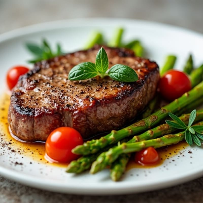 Pan-Seared Steak with Roasted Asparagus