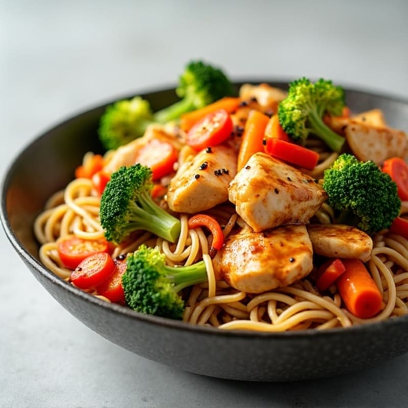Chicken and Fresh Vegetable Udon Stir-Fry