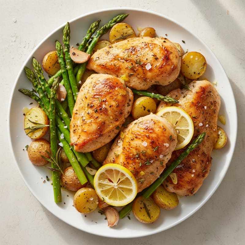 Lemon-Herb Roasted Chicken with Asparagus