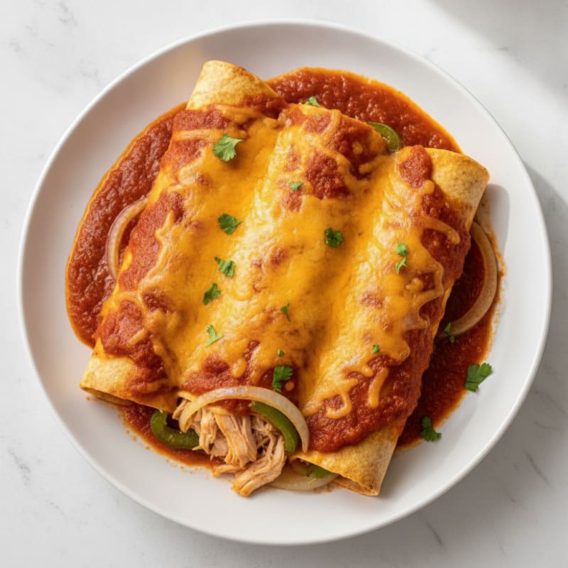 Chicken Enchiladas with Red Chili Sauce