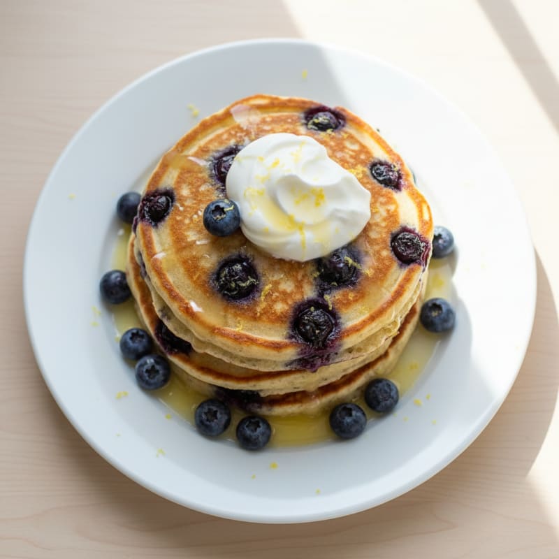 Blueberry Ricotta Pancakes with Lemon Zest