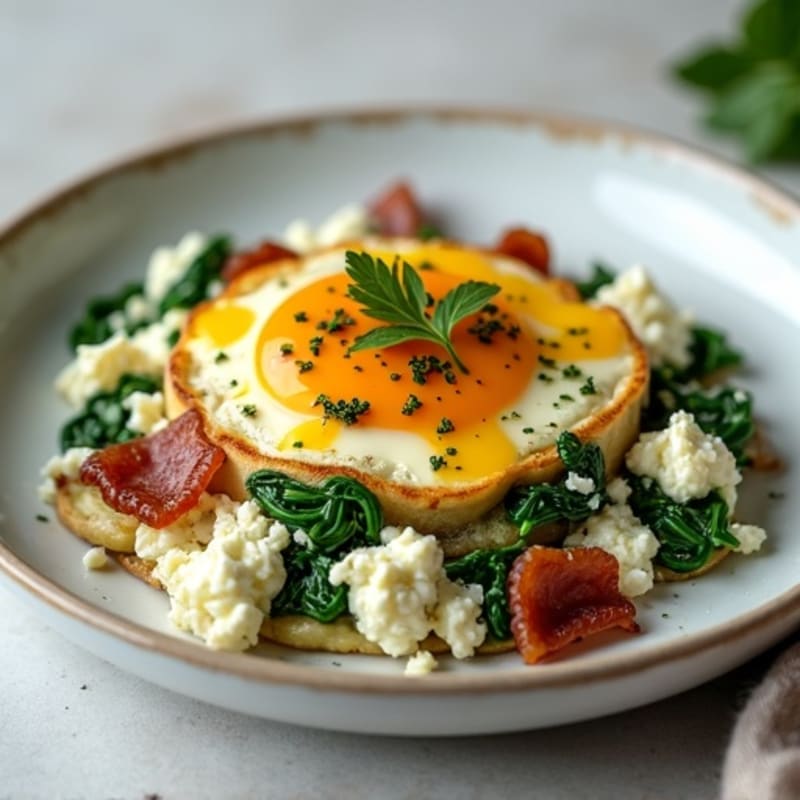 Egg White and Cottage Cheese Scramble with Spinach and Turkey Bacon