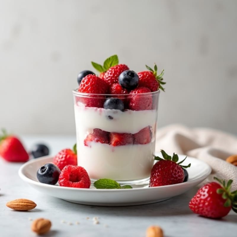 Greek Yogurt Protein Parfait with Mixed Berries and Almonds
