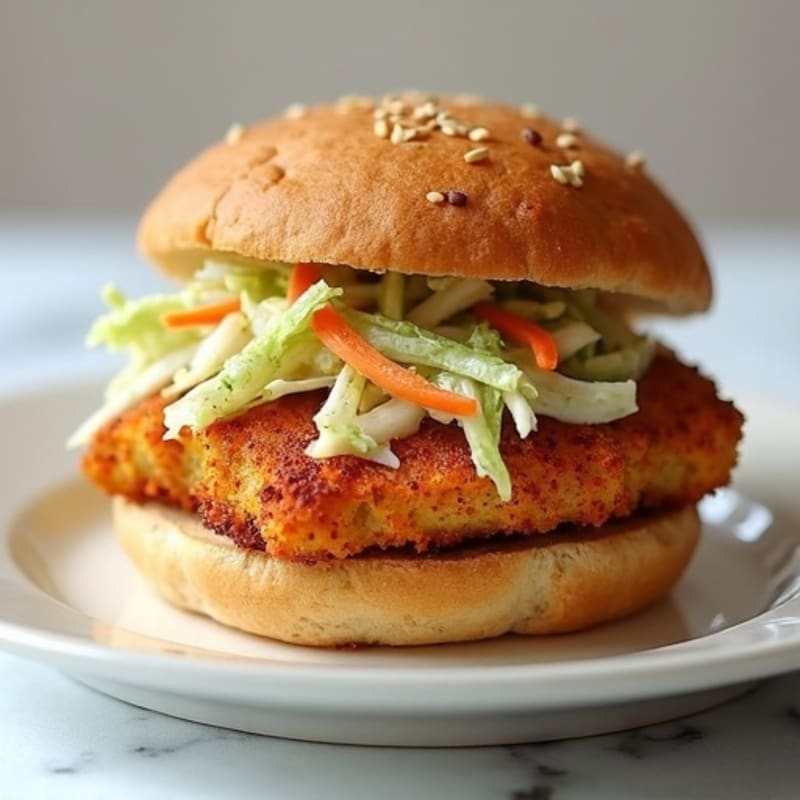 Crispy Baked Chicken Sandwich with Fresh Slaw