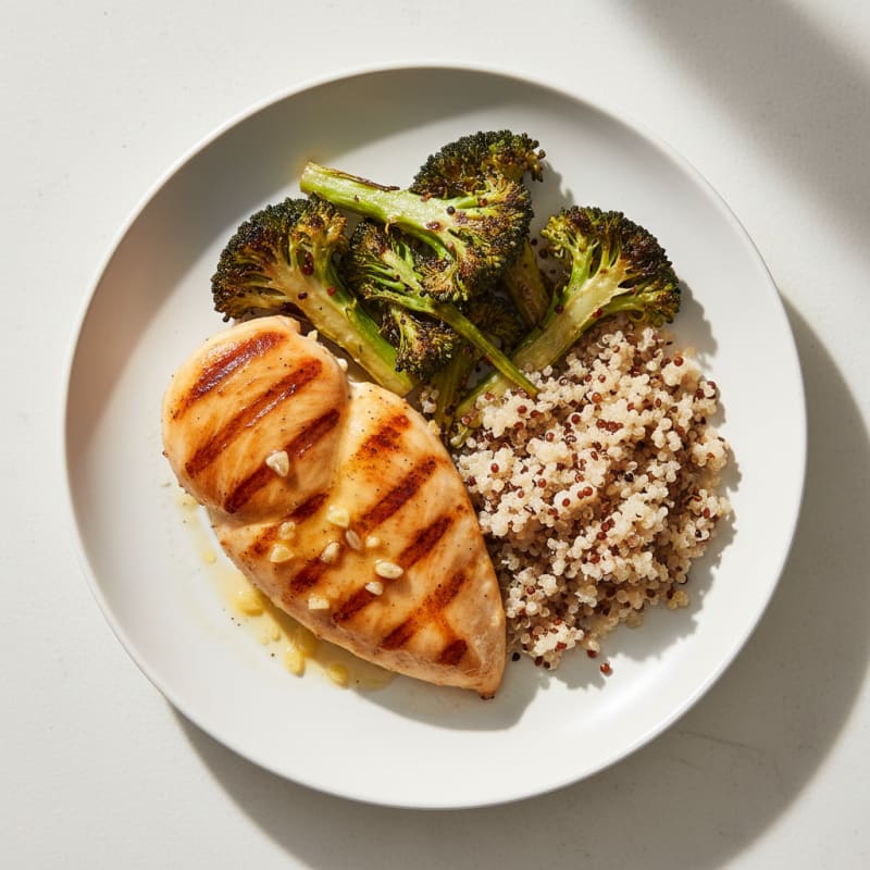 Grilled Chicken Breast with Roasted Broccoli and Quinoa