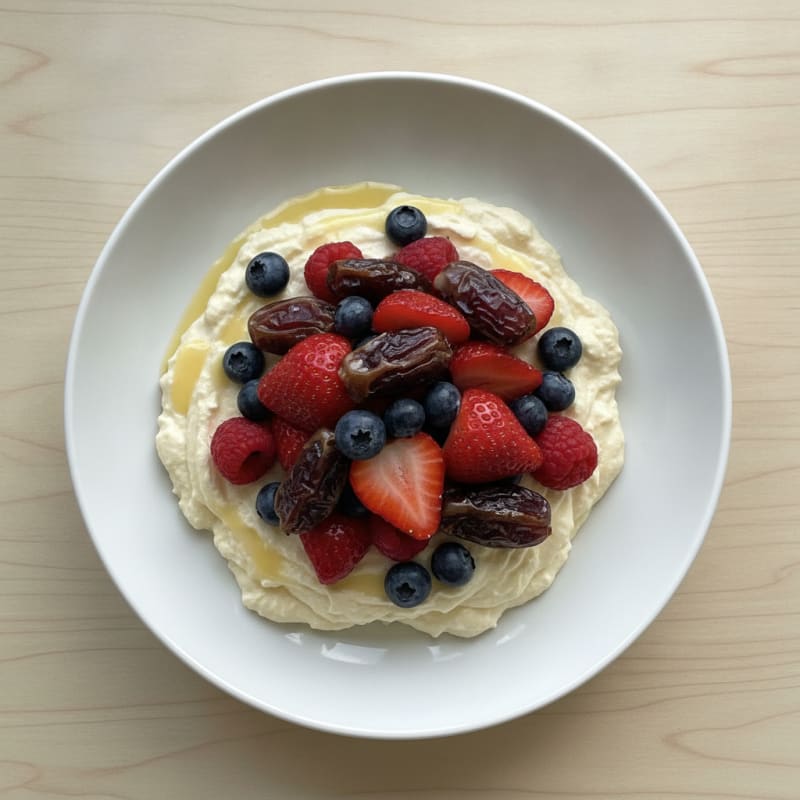 Silky Vanilla Protein Mousse with Mixed Fruit