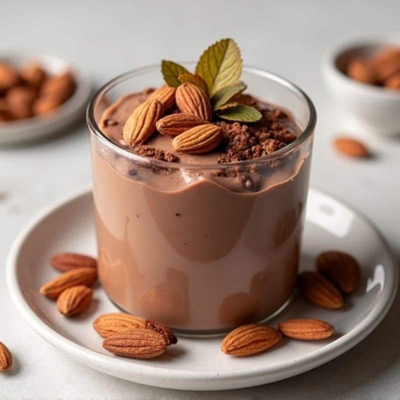 Silky Chocolate Protein Pudding with Toasted Almonds