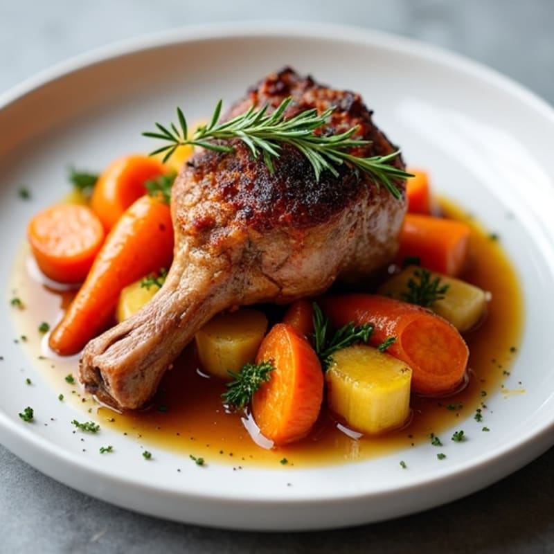 Crispy Duck Confit with Roasted Root Vegetables