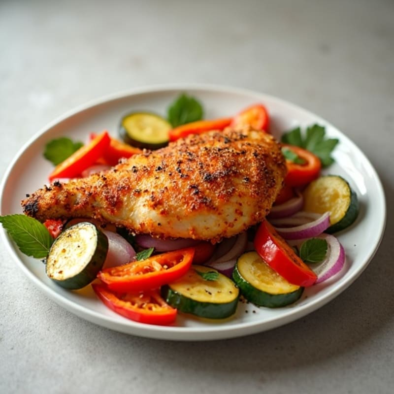 Crispy Spiced Chicken with Roasted Vegetables