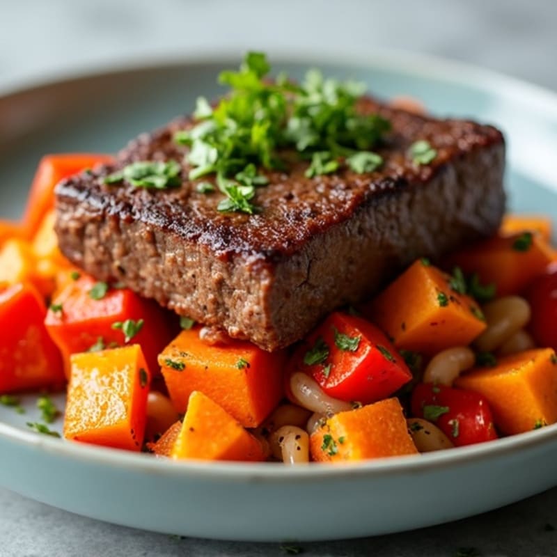 Skillet-Seared Grass-Fed Beef with Sweet Potato Hash